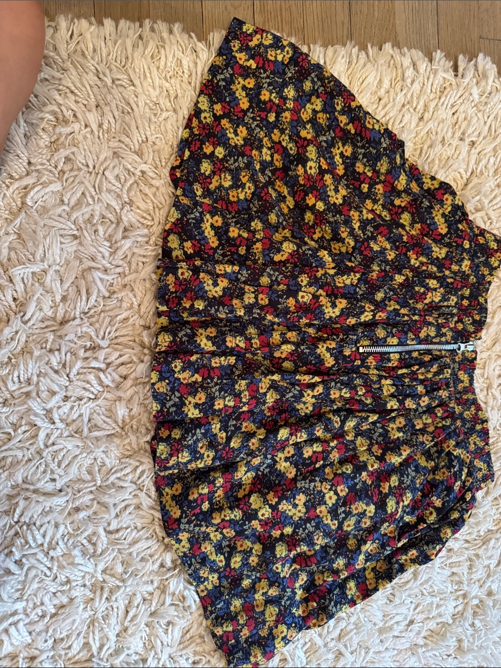 Pins & Needles Black Floral Skort with Yellow & Red Blooms